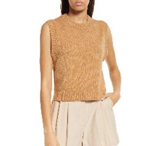 French Connection Camel XS Millia Sweater Vest Babysoft Sleeveless LN